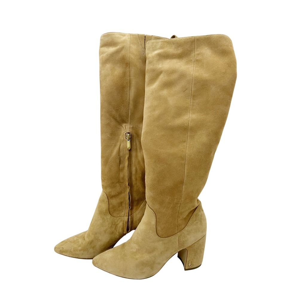 Sam Edelman Hai Boots Women 7.5 Tan Suede Knee High Block Heel Blogger Fave - Picture 1 of 8
